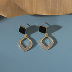 Zirconia Square Geometric Dangle Earrings