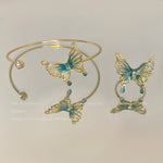 Three pieces set! New Chinese butterfly earrings ring bracelet