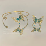 Three pieces set! New Chinese butterfly earrings ring bracelet