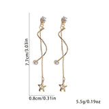 Zirconia faux pearl star tassel earrings