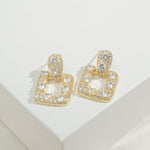 Moissanite diamond square earrings