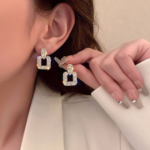 Moissanite diamond square earrings