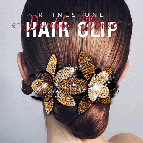 Rhinestone Double Flower Hair Clip