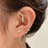 Emerald Snake Ear Clip Stud Earrings