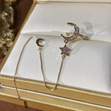 J&A Star and Moon Tassel Earrings S925 Silver Needle Light Luxury Temperament Fashion Long Earrings - Jessie Accessory