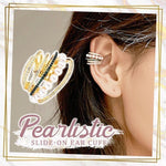 CrystalGoddess Colorful Diamond Pearl Multi-layer Earrings Non-piercing Retro Slide-On Ear Clip