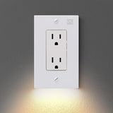 Outlet Wall Plate With LED Night Lights - No Batteries or Wires