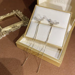 J&A Five Diamonds Long Tassel Earrings S925 silver light luxury Splittable - Jessie Accessory