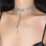 Korean crystal bow necklace