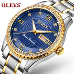 OLEVS Diamond Steel Strap Luminous Quartz Watch