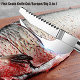 Stainless Steel 3 In 1 Fish Scale Knife Cut/Scrape/Dig Maw Knife Scale Scraper