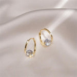 MeetFairy 925 Sterling Silver Diamond Metal Interlaced Piercing Earrings Round Stud Earrings - MeetFairy