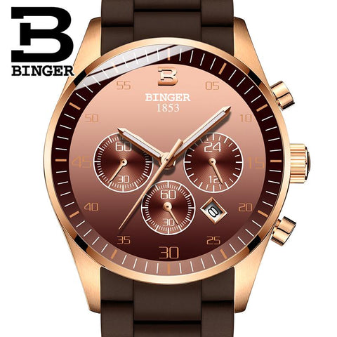 Switzerland BINGER Luxury Sports Chronograph Quartz Watch