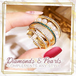 CrystalGoddess Colorful Diamond Pearl Multi-layer Earrings Non-piercing Retro Slide-On Ear Clip