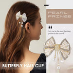 PEARL FRINGE BUTTERFLY HAIR CLIP