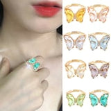 Colorful Transparent Glass Butterfly Ring (Buy 1 Free 1)